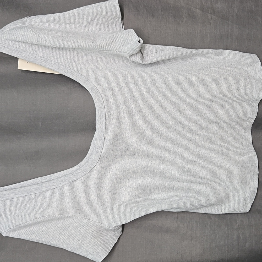 Gray Fitted Crop Tee